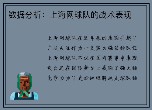 数据分析：上海网球队的战术表现