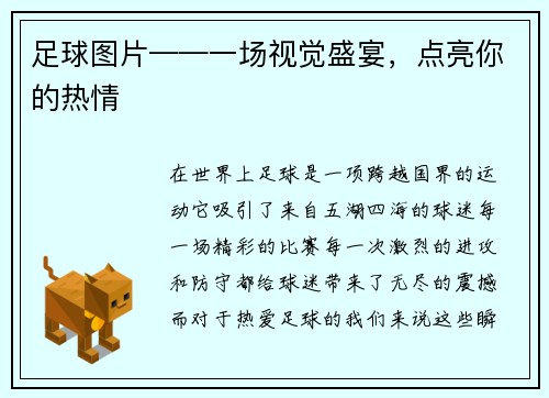 足球图片——一场视觉盛宴，点亮你的热情