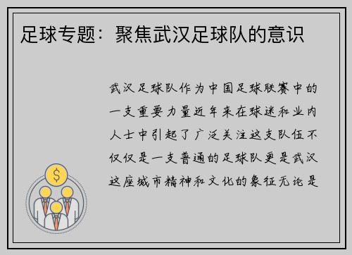 足球专题：聚焦武汉足球队的意识
